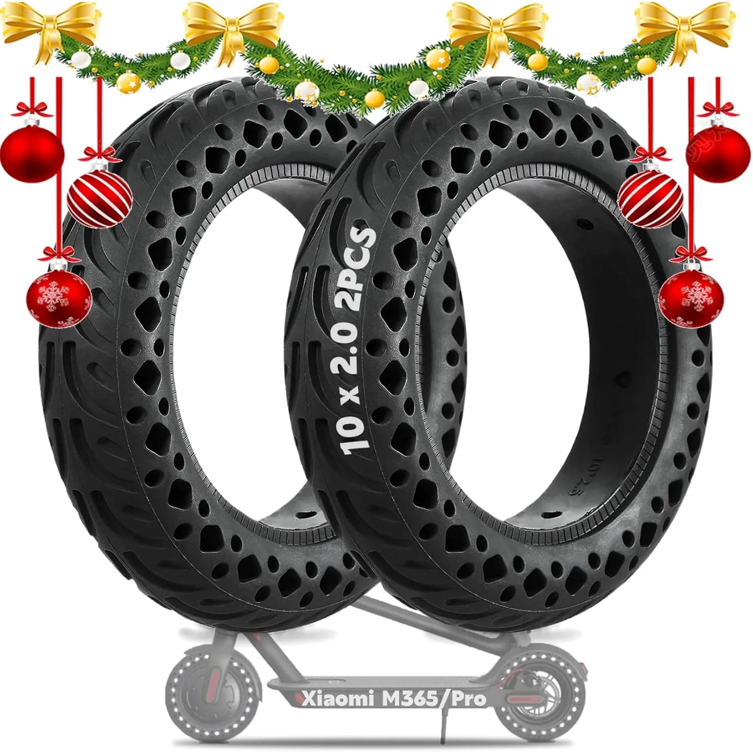 2PCS 10 Inches Solid Tire, Honeycomb Tires 10x2.125/2.0 for Xiaomi M365 Pro Gotrax G4 Hiboy S2 Pro Electric Scooter, Rubber Plosion-Proof Tyre scooter non-slip Tire Replacement Wheel