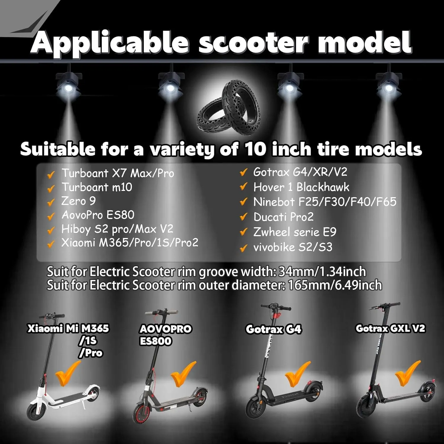 2PCS 10 Inches Solid Tire, Honeycomb Tires 10x2.125/2.0 for Xiaomi M365 Pro Gotrax G4 Hiboy S2 Pro Electric Scooter, Rubber Plosion-Proof Tyre scooter non-slip Tire Replacement Wheel