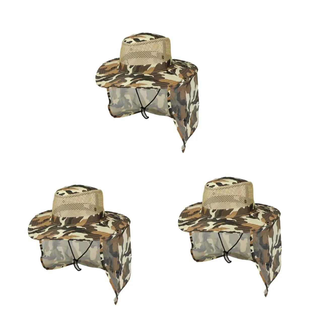 2pcs Outdoor Activities Hat Shade Hat Camouflage Hat Chinstrap Hat with Visor Beach Summer UV/623