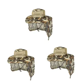 2pcs Outdoor Activities Hat Shade Hat Camouflage Hat Chinstrap Hat with Visor Beach Summer UV/623