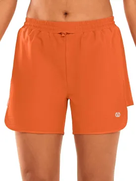 ALLZERO Women's Swim Board Shorts 5" with Pockets Quick Dry Beach Shorts with Liner Ruched Waistband