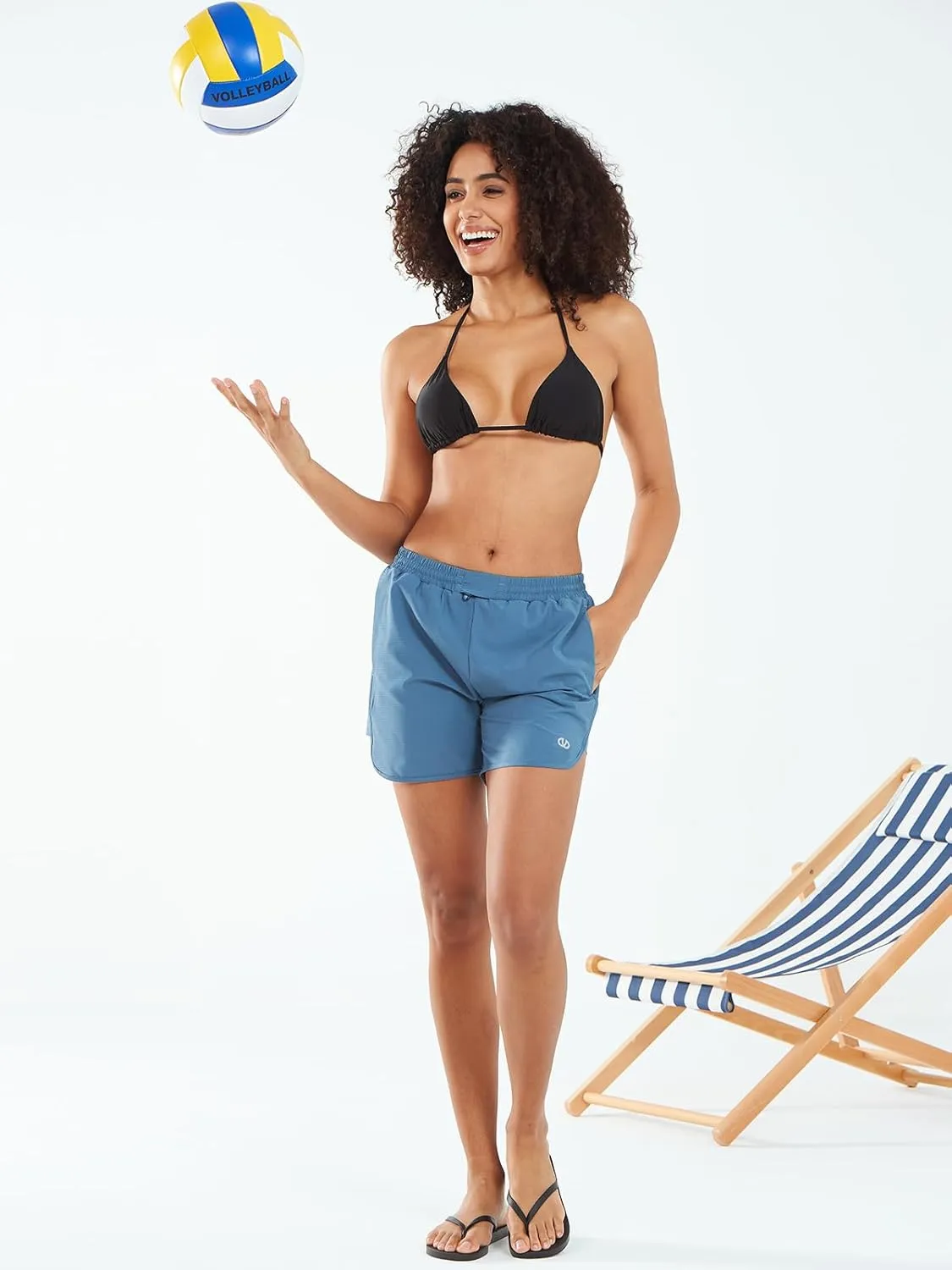 ALLZERO Women's Swim Board Shorts 5" with Pockets Quick Dry Beach Shorts with Liner Ruched Waistband