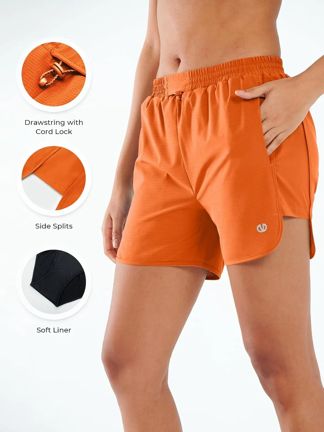 ALLZERO Women's Swim Board Shorts 5" with Pockets Quick Dry Beach Shorts with Liner Ruched Waistband
