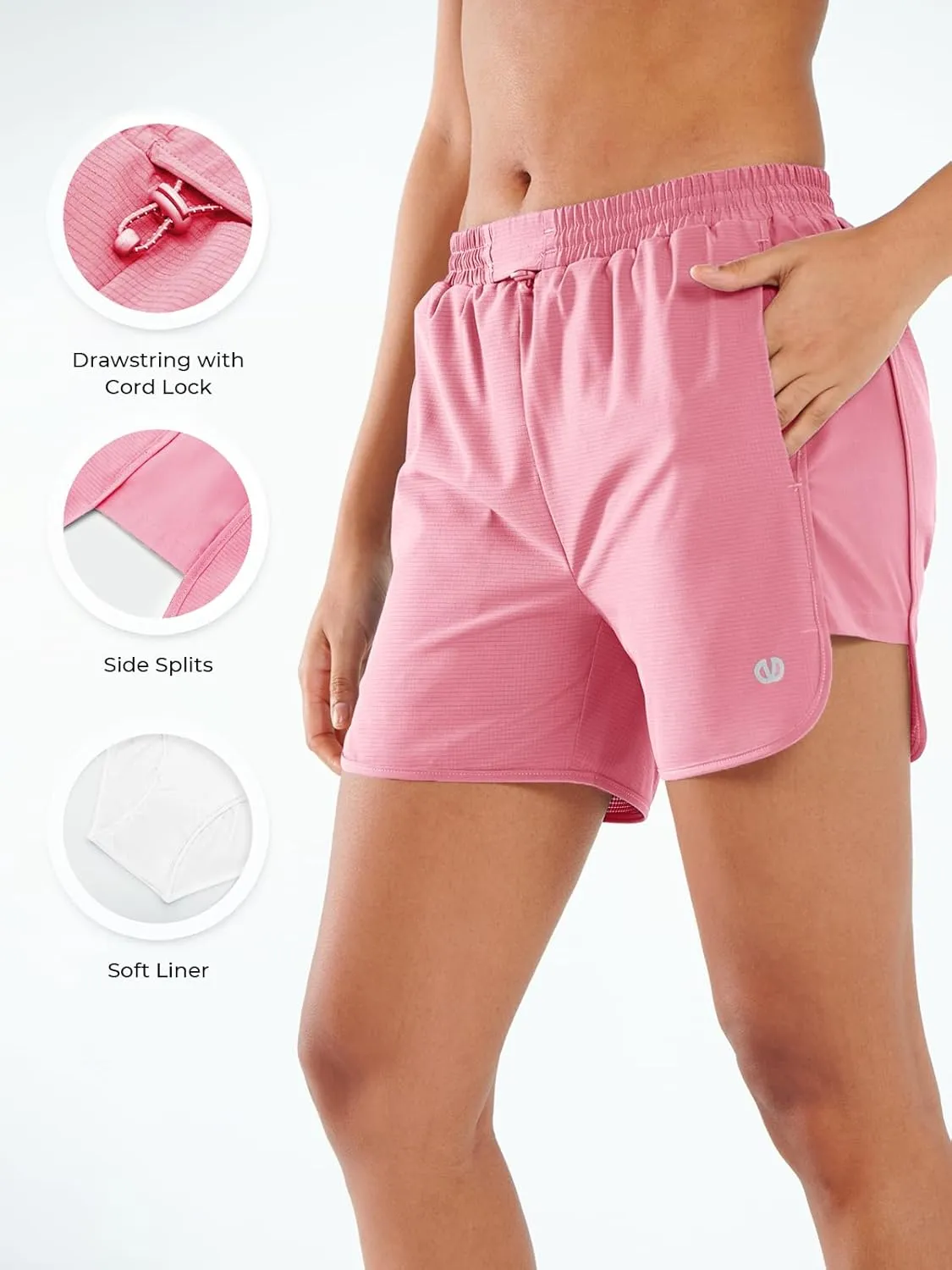 ALLZERO Women's Swim Board Shorts 5" with Pockets Quick Dry Beach Shorts with Liner Ruched Waistband