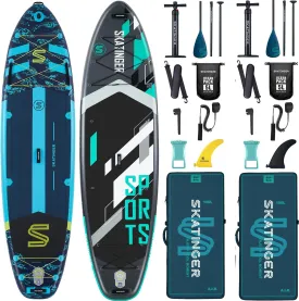 Asiaticus & Sports11'6"x35" Super Wide Inflatable Stand Up Paddle Boards, All Accessories2, 100L Backpack, Shoulder Strap, US Center fin, 2-Action Pump