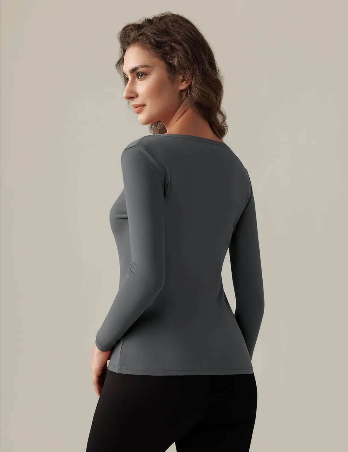 Bonneuitbebe Women Long Sleeve Thermal Shirt Fleece Lined Undershirt Ultra Soft Base Layer Tops for Women Cold Weather
