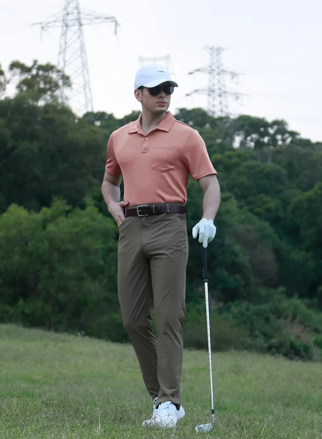 Gopune Men's Polo Shirts Short Sleeve Dry Fit Sports Outdoor Golf Shirts with Pocket