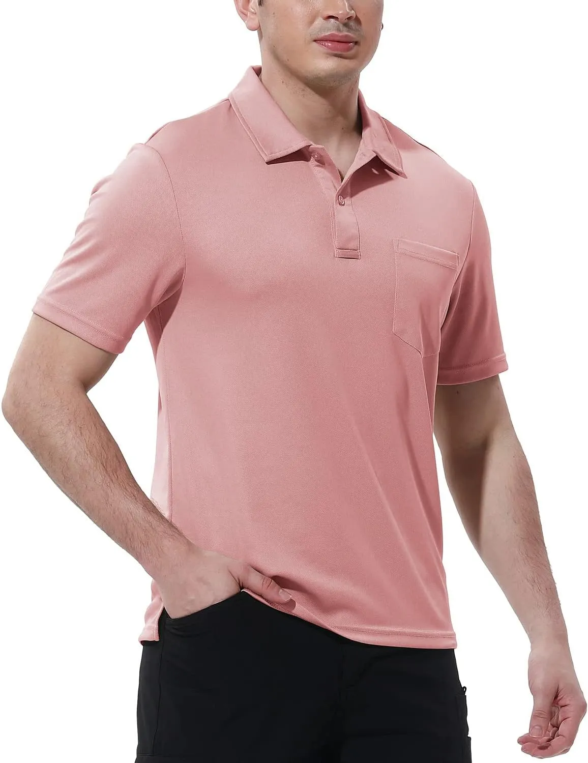 Gopune Men's Polo Shirts Short Sleeve Dry Fit Sports Outdoor Golf Shirts with Pocket