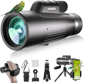 HD Monocular Telescope High Powered with Smartphone Adapter 80X100 Tripod BAK4 Prism Monocular for Wildlife Bird Watching Hunting Travel Camping Stargazing Hiking