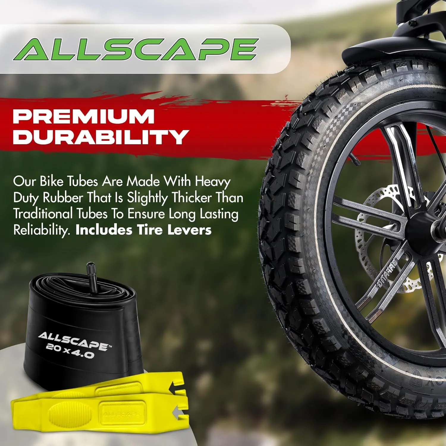 HEB - Heavy Duty Bike Tube for Ebike Tires - Puncture Resistant Inner Tube for 20x4 / 26x4 Bike Tire, Fat Tire Tube, MTB, 20 inch x 4.0 inch and 26 inch x 4.0 inch Bike Tubes