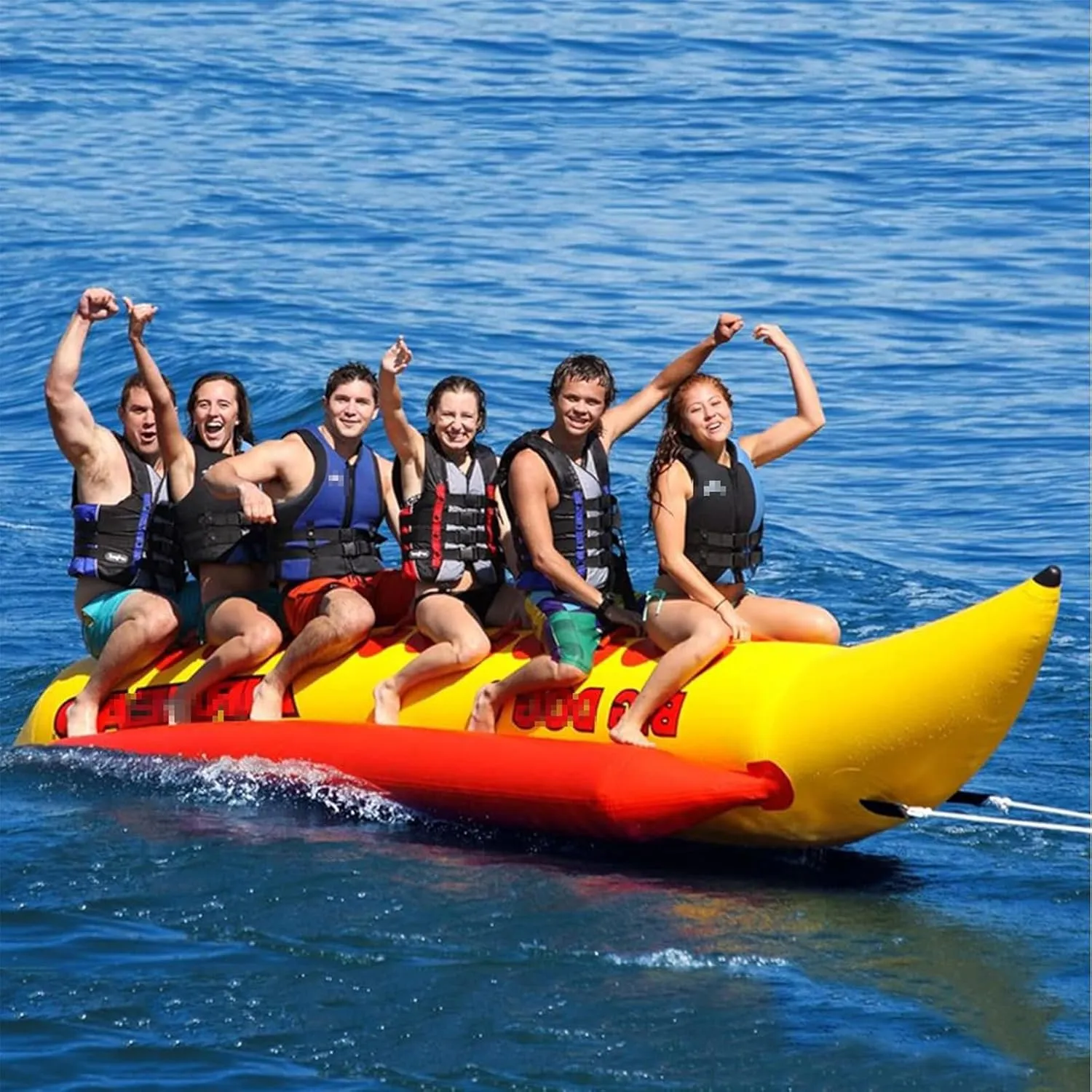 Inflatable Jet Ski Tow Thickened Banana Boat for 3-6 People, Single-Row Surfing Inflatable Raft, Suitable for Adult Outdoor Water Entertainment,5 People