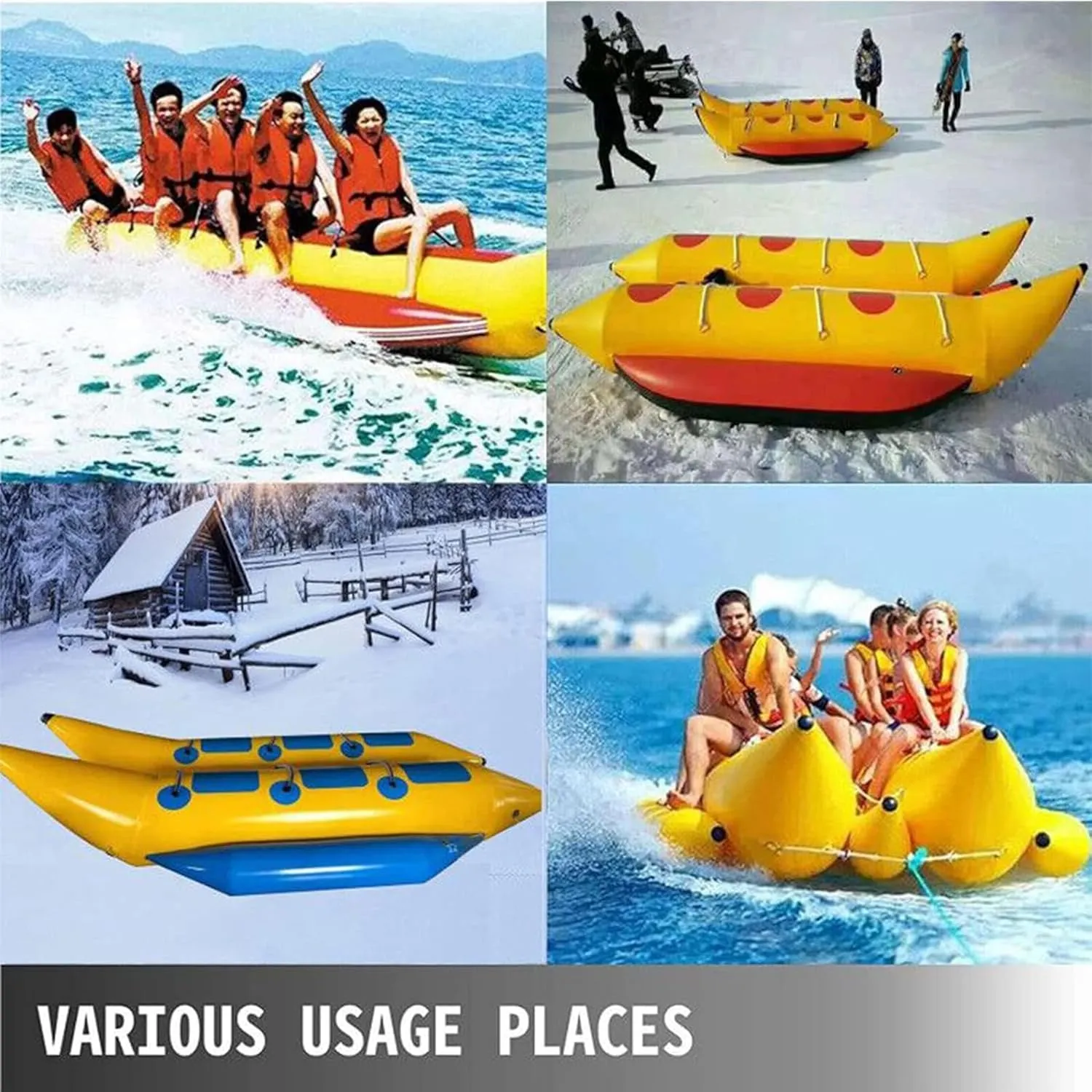 Inflatable Jet Ski Tow Thickened Banana Boat for 3-6 People, Single-Row Surfing Inflatable Raft, Suitable for Adult Outdoor Water Entertainment,5 People
