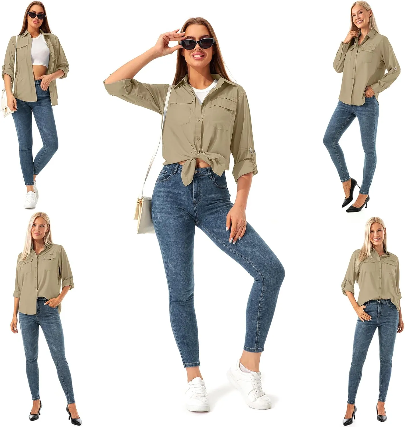 Jessie Kidden Women's Quick Dry Sun UV Protection Convertible Long Sleeve Shirts for Hiking Camping Fishing Sailing