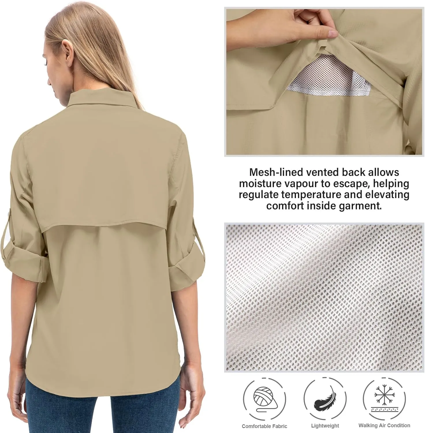 Jessie Kidden Women's Quick Dry Sun UV Protection Convertible Long Sleeve Shirts for Hiking Camping Fishing Sailing
