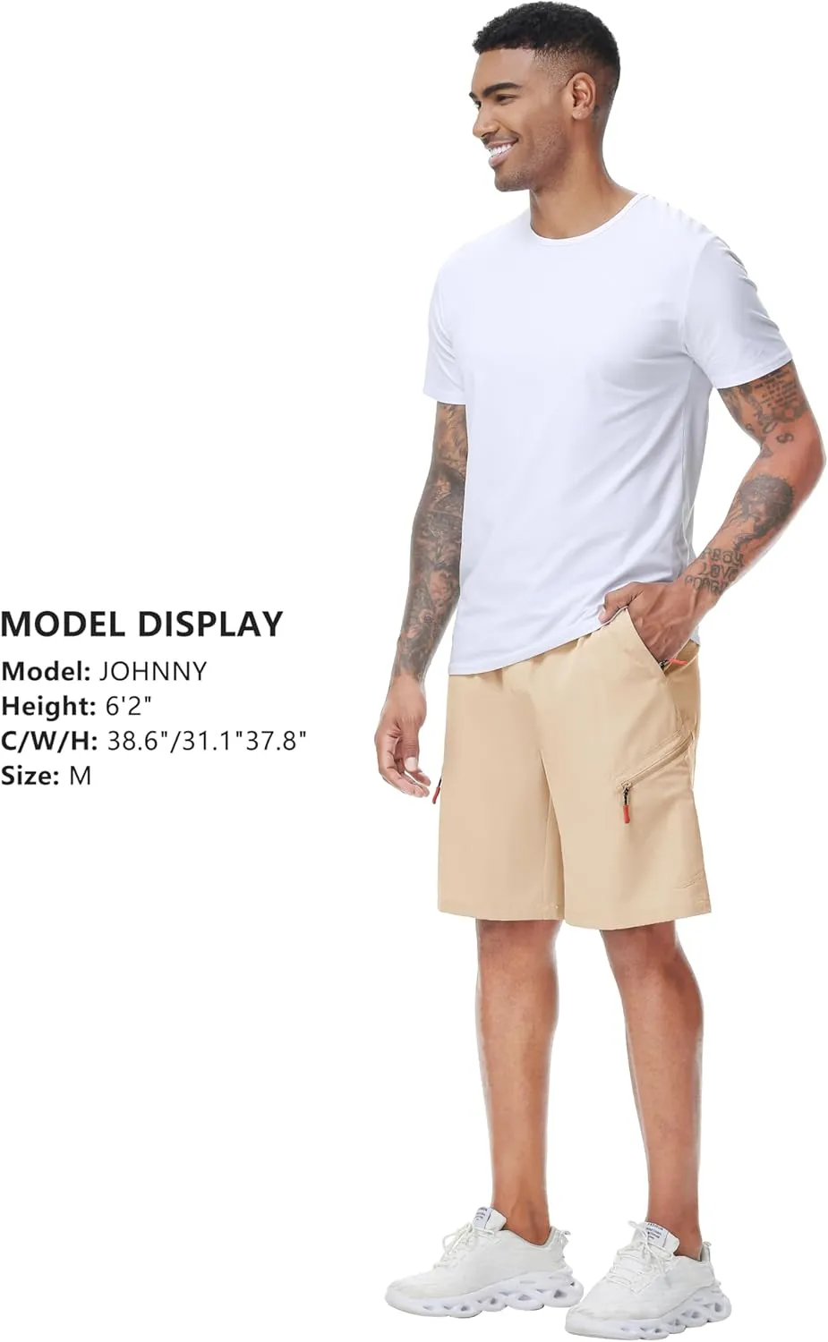 LAZYDAY Men's Hiking Cargo Shorts with Zipper Pockets Elastic Waist Quick Dry for Outdoor,Travel,Summer