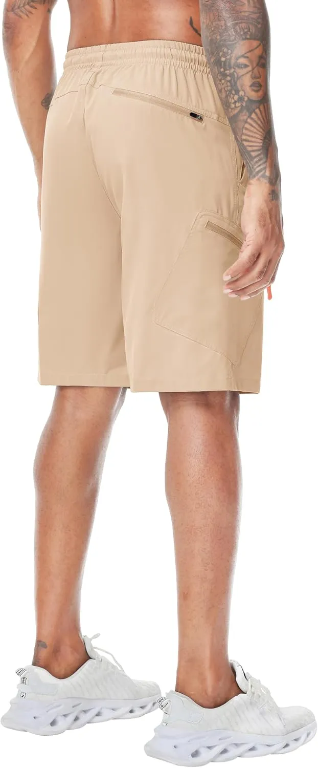 LAZYDAY Men's Hiking Cargo Shorts with Zipper Pockets Elastic Waist Quick Dry for Outdoor,Travel,Summer