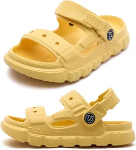 LONSOEN Kids Summer Clogs Boys Girls Slide Sandals Adjustable Toddler Indoor Outdoor Slippers Children Beach Pool Shoes