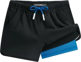 maamgic Boys Swim Trunks with Compression Liner Vintage Swim Shorts Toddler Swimsuit