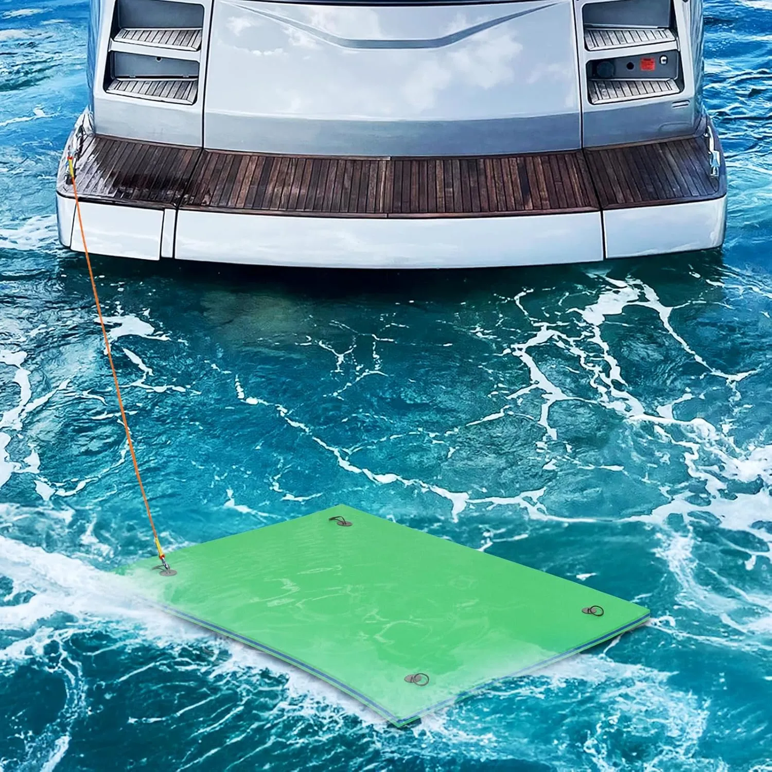 MADOG 8 x 6 Ft Outdoor Floating Water Mat for Adult Beach Lake Ocean Swimming Pool Large Size 3 Layer Tear Resistant XPE Foam Giant Swim Tanning Float Island Pad Raft Recreation Hammock Lounger Green