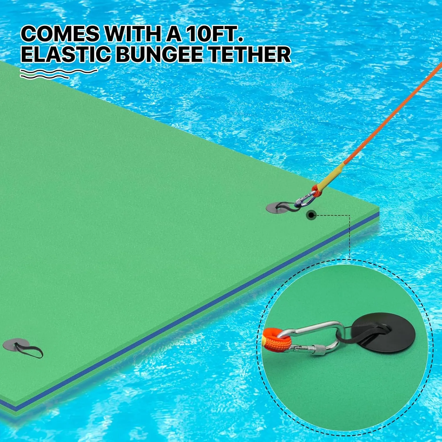 MADOG 8 x 6 Ft Outdoor Floating Water Mat for Adult Beach Lake Ocean Swimming Pool Large Size 3 Layer Tear Resistant XPE Foam Giant Swim Tanning Float Island Pad Raft Recreation Hammock Lounger Green