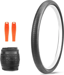 MEGHNA Bike Tire 20/24/26 x 1.75 inch Mountain Bike Tire with Bike Tire Lever Foldable Tire Replacement for BMX Freestyle Kids Bike Folding Bike Cruiser Bike