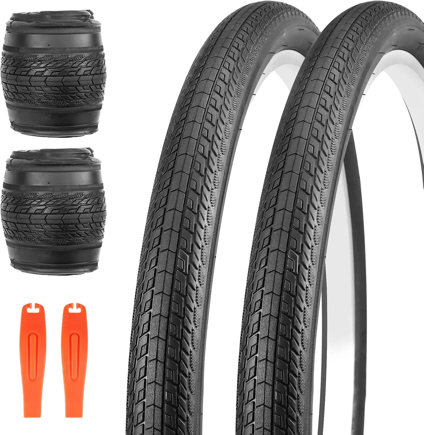 MEGHNA Bike Tire 20/24/26 x 1.75 inch Mountain Bike Tire with Bike Tire Lever Foldable Tire Replacement for BMX Freestyle Kids Bike Folding Bike Cruiser Bike