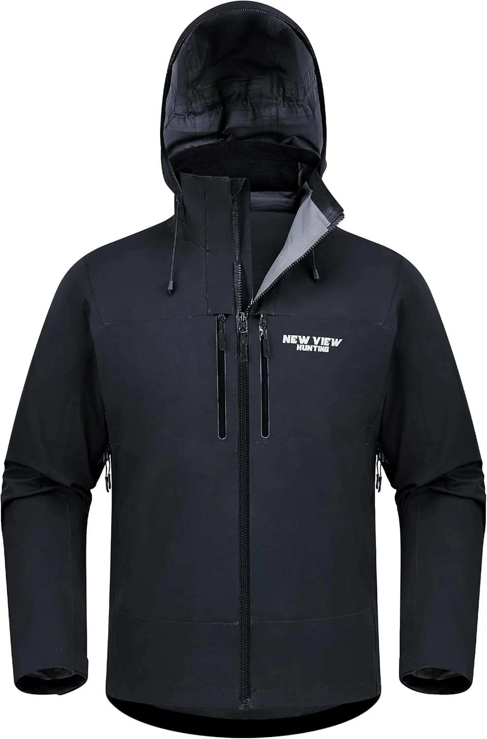 NEW VIEW Lightweight Rain Jackets for Men Waterproof with Hood, Hard Shell Stretch Rain Coat for Outdoor Travel