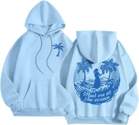 Pink Puff Hoodie for Teen Girls Oversized Hoodie Cute Preppy Sweatshirt Long Sleeve Drawstring Tops