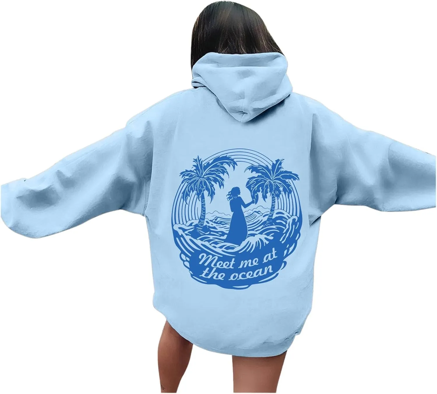 Pink Puff Hoodie for Teen Girls Oversized Hoodie Cute Preppy Sweatshirt Long Sleeve Drawstring Tops