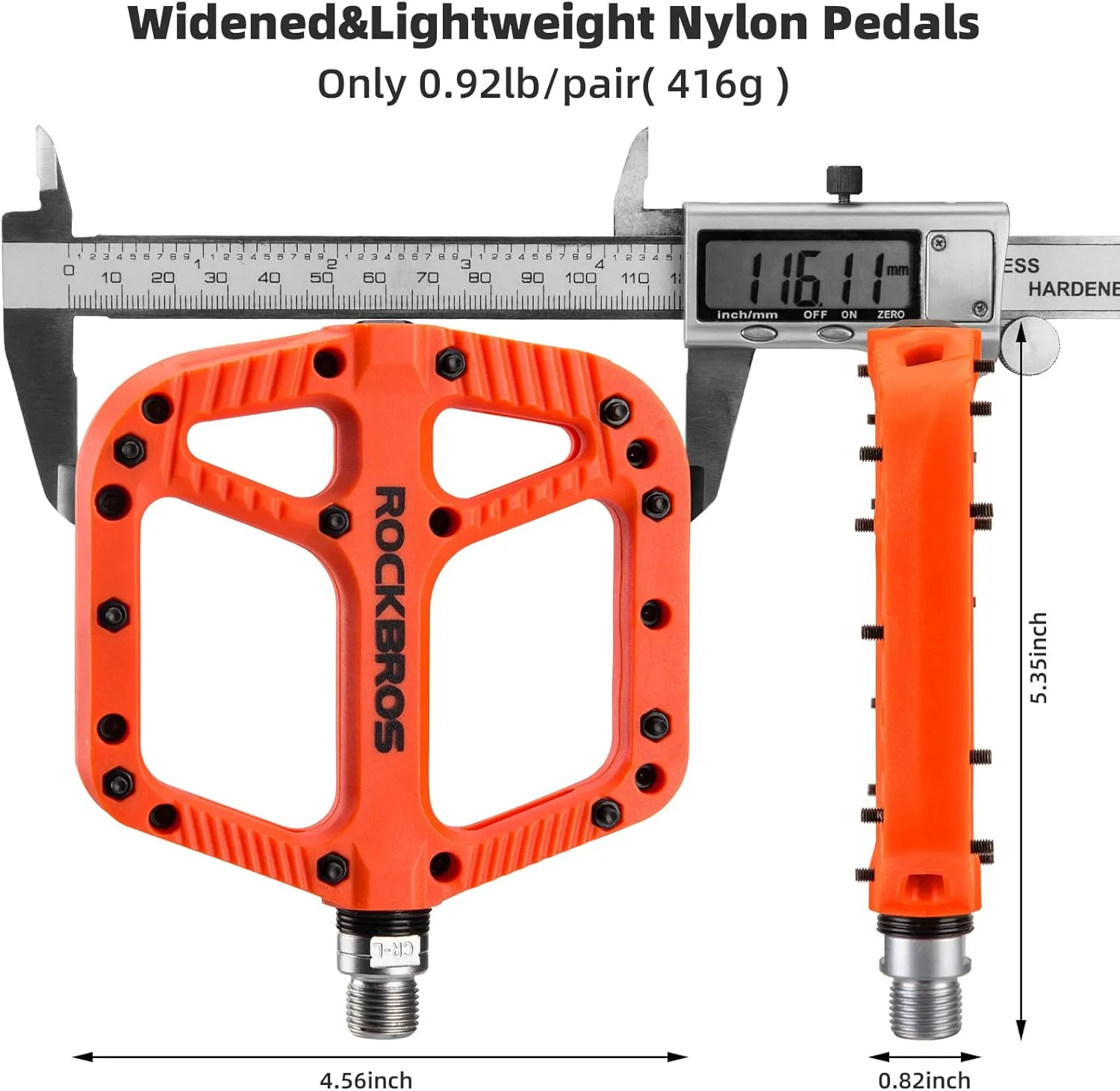 Rock BROS Mountain Bike Pedals Nylon Composite Bearing 9/16" MTB Bicycle Pedals with Wide Flat Platform