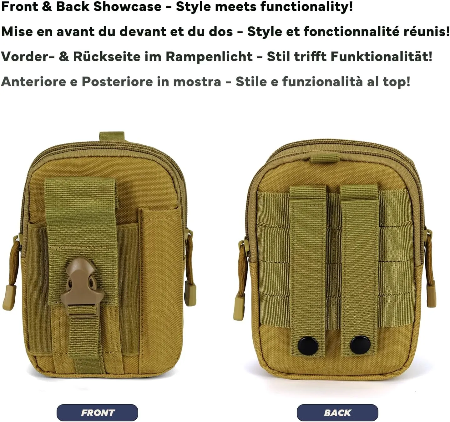 Tactical Waist Pouch MOLLE EDC Pouch Outdoor Man Waist Bag with Phone Belt Clip Holder Holster Carrying Pouch for Smartphone