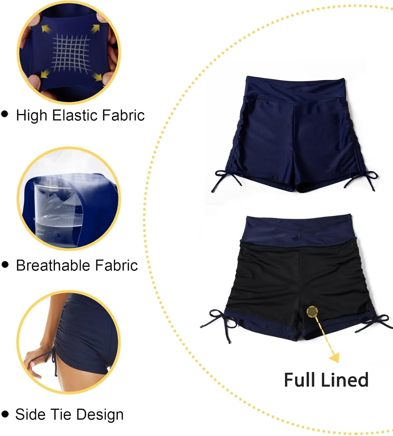 Tournesol Women's Swim Shorts High Waisted Swimsuit Bottoms Cross Waist Swimwear Boy Shorts Swimming