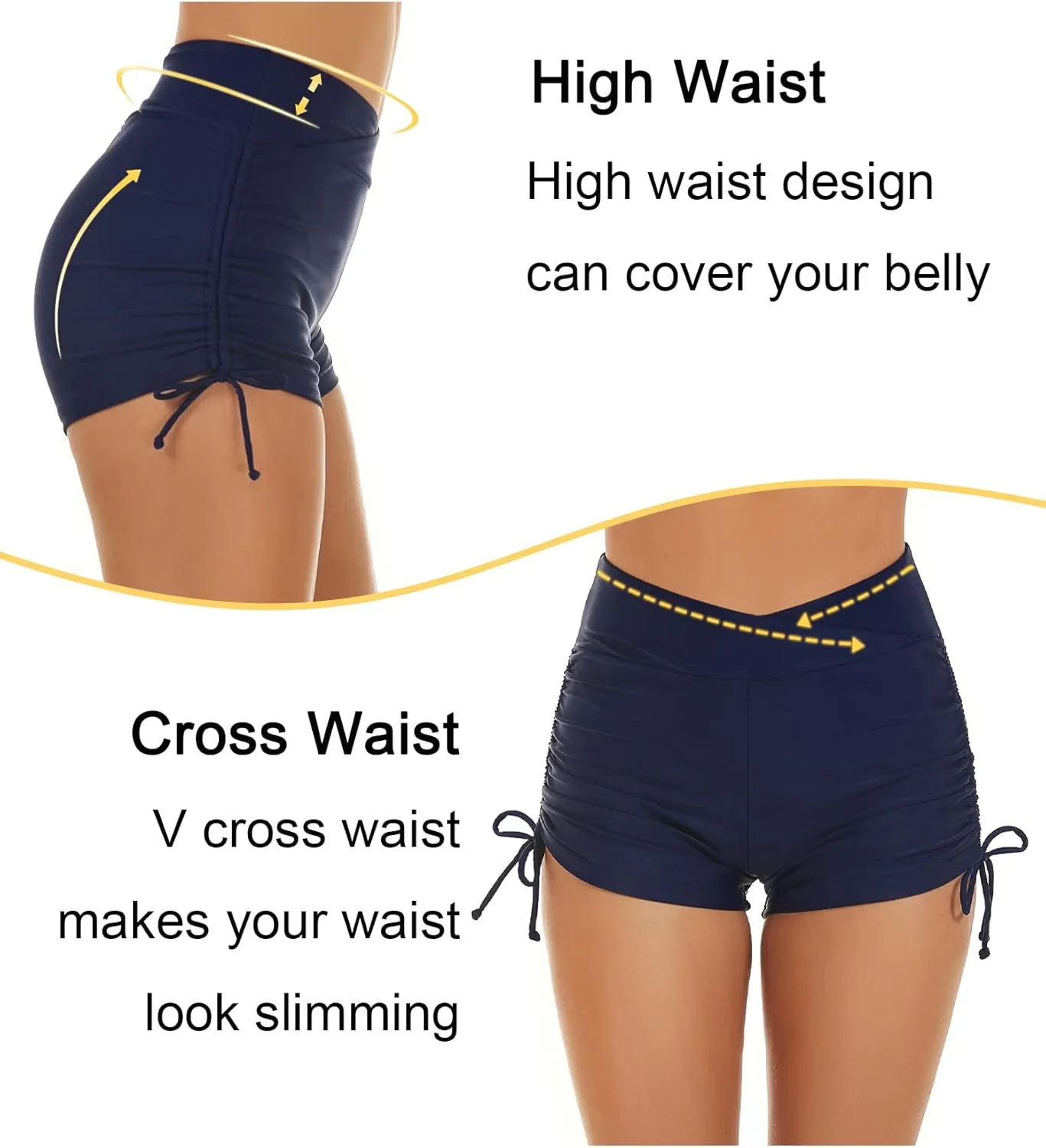 Tournesol Women's Swim Shorts High Waisted Swimsuit Bottoms Cross Waist Swimwear Boy Shorts Swimming