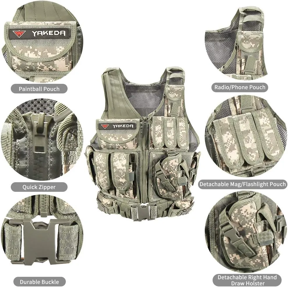 vAv YAKEDA Tactical Vest Outdoor Ultra-Light Breathable Training Airsoft Vest Adjustable for Adults