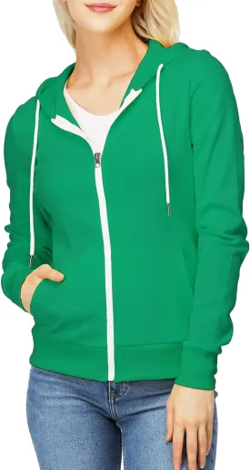 Women's Slim Fit Zip Up Hoodie Lightweight Long Sleeve Kangaroo Pocket Basic Casual wear