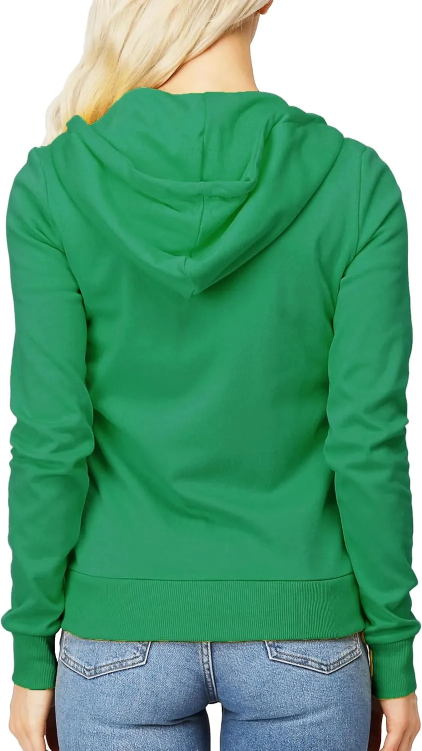 Women's Slim Fit Zip Up Hoodie Lightweight Long Sleeve Kangaroo Pocket Basic Casual wear